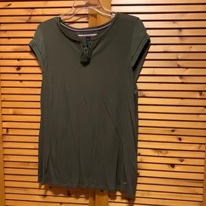 Tommy Hilfiger Olive green cap sleeved blouse size Large EUC